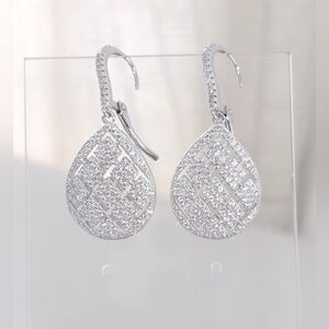 925 Sterling Silver Cubic Zirconia Tear Drop Earrings Fuzion Creations AAA CZ